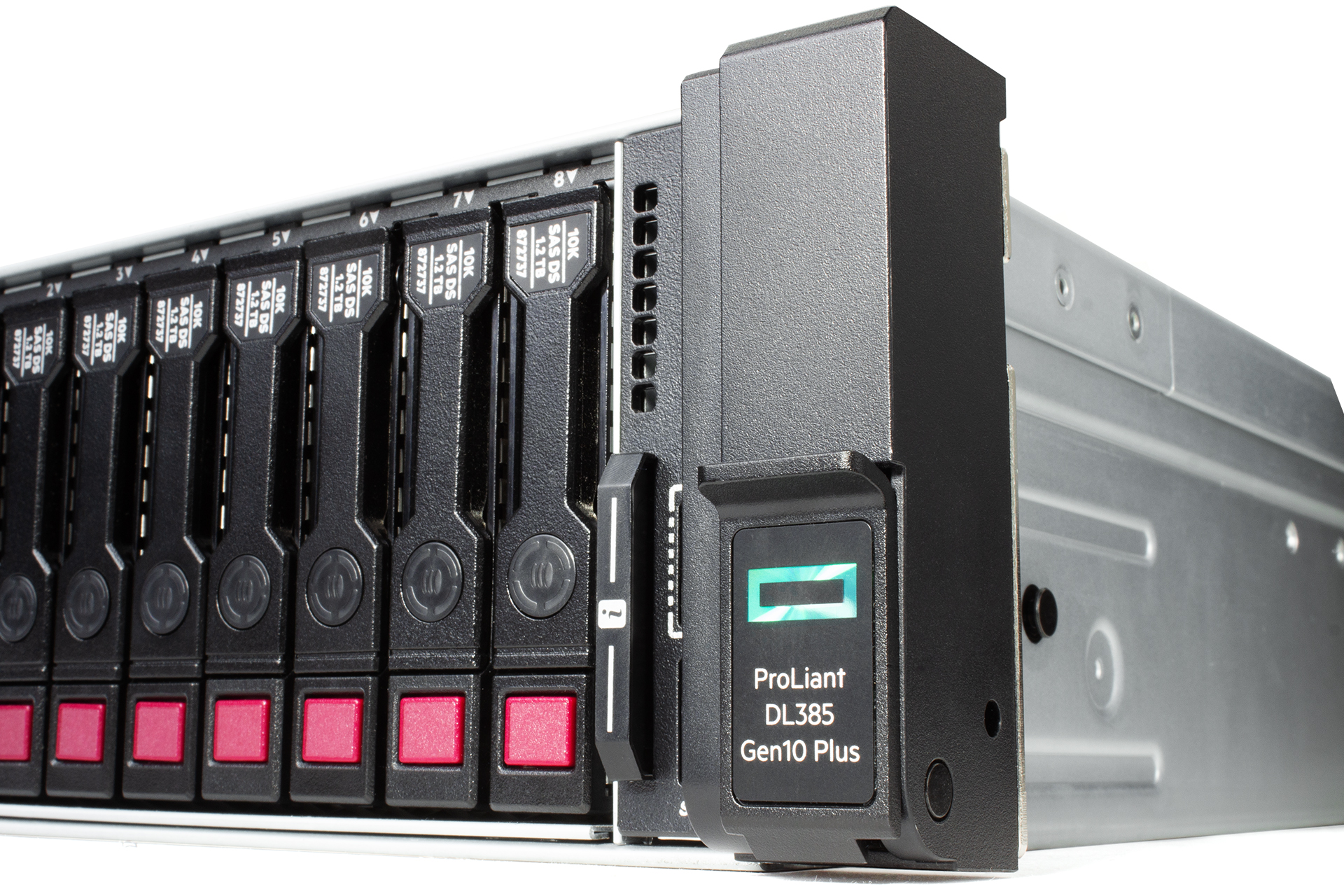 HPE ProLiant DL385 Gen10 Plus detail na přední diskové pozice